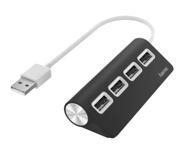 Hub USB Hama 200119, 4 x USB 2.0 (Negru)