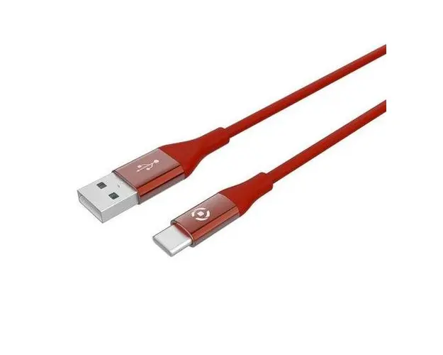 Cablu de date Celly USBTYPECCOLORRD, USB-A - USB Type-C, 15W/3A, 1m (Rosu)