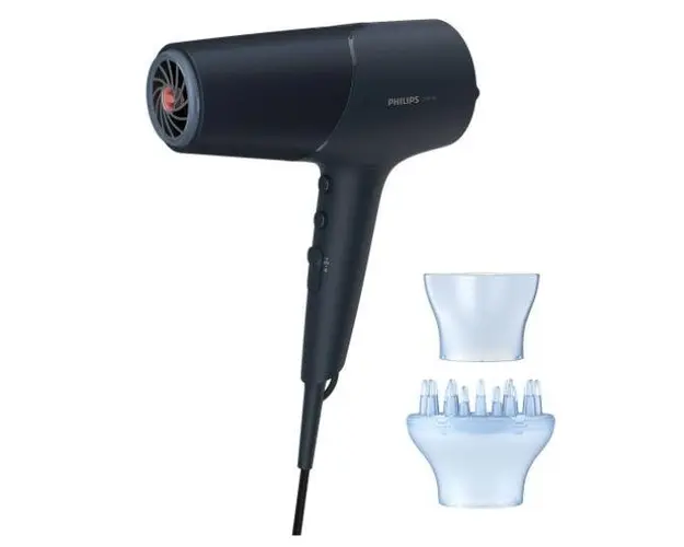 Uscator de par Philips BHD512/00, 2300 W, Tehnologie ThermoShield, Ingrijire cu ioni, 3 Setari de temperatura, 2 Setari de viteza, Difuzor, Cap de coafare 11 mm (Albastru)