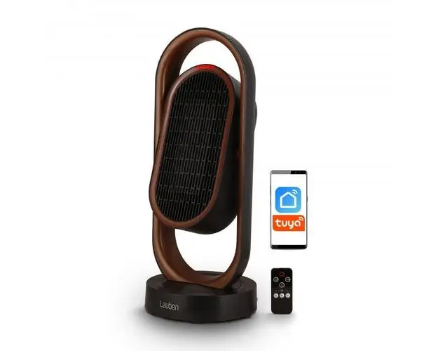 Ventilator 2in1 Lauben Smart Fan&Heater 1800BB, putere de incalzire 1800 W, pentru incaperi de pana la 20 m2, mod de racire, control prin telecomanda sau aplicatie mobila (Negru)
