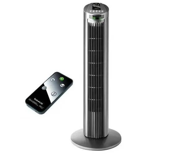 Ventilator turn Taurus Babel RC, 45 W, 3 viteze, Temporizator, Oscilatie (Gri/Negru metalizat)
