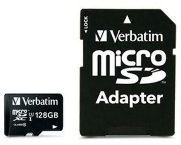 Card memorie Verbatim 47044 microSDXC Pro, 128 GB, Clasa 10, USH-I + Adaptor SD (Negru)