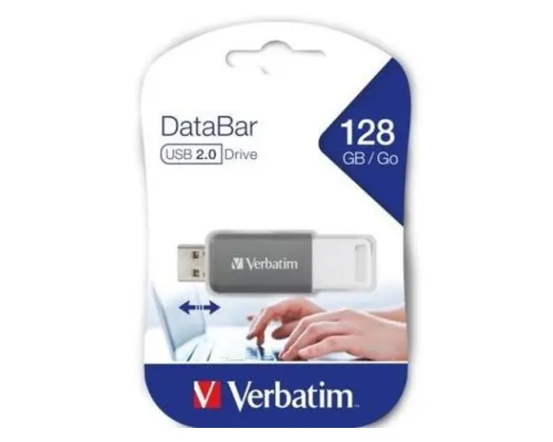 Stick USB Verbatim DataBar 49456, 128 GB, USB 2.0 (Gri)