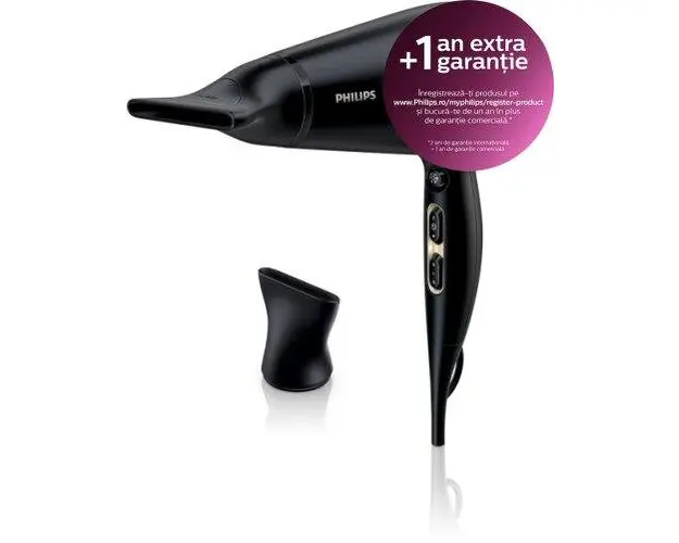Uscator profesional Philips HPS920/00, 2300 W, 2 concentratoare, Functie ionica, Negru