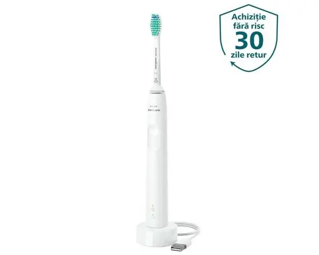 Periuta de dinti electrica Philips Sonicare 3100, senzor presiune, smart timer, Alb