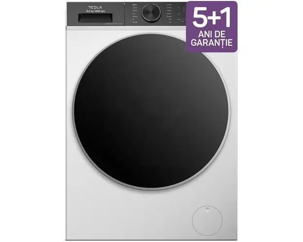 Masina de spalat rufe Tesla WF91480T, 9 kg, Clasa A, 1400 RPM, Inverter, 14 programe, LED (Alb)