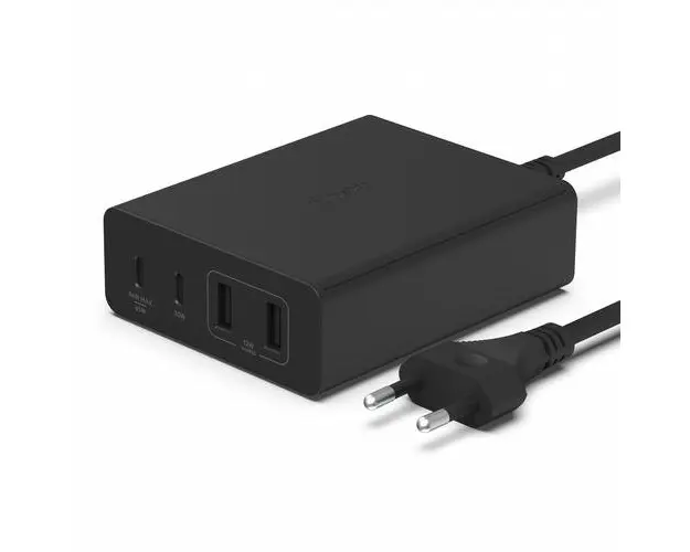 Hub USB Belkin WCH010vfBK BoostCharge, 2 Porturi USB 2.0, 2 Porturi USB-C (Negru)