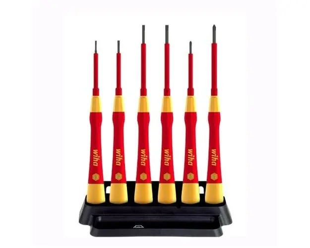 Set surubelnite de precizie Wiha WH42989, pentru electricieni, 7 piese, suport