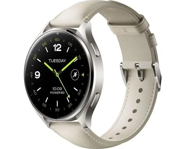 Smartwatch Xiaomi Watch 2, Ecran AMOLED 1.43inch, 2GB RAM, 32GB Flash, Bluetooth, Wi-Fi, GPS, Waterproof 5 ATM, Google Wear OS, Curea din piele (Gri/Alb)