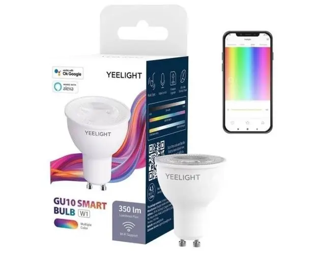 Bec Smart Yeelight LED GU10 Bulb W1, Multicolor, 4.5 W, 350 lm, Control aplicatie (Alb)