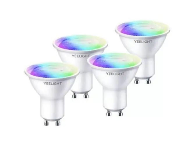 Set 4 Becuri Yeelight LED GU10 Smart Bulb W1, Multicolor, 4.5W, 350 lm, Control Aplicatie (Alb)
