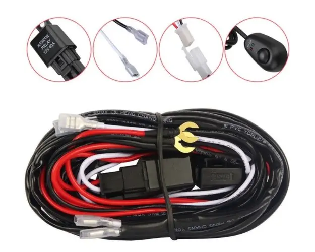 Cablaj cu releu si buton 480W 12V 40A pentru proiectoare LED sau Led Bar lungime 3m
