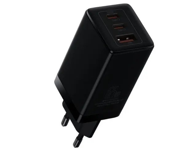 Incarcator retea rapid PD 65W 2xUSB-C + USB NEGRU