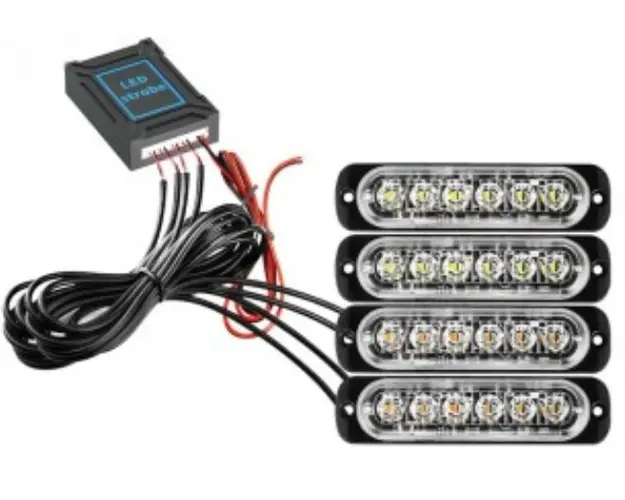 Kit 4 lumini stroboscop 7 functii 12V Galben