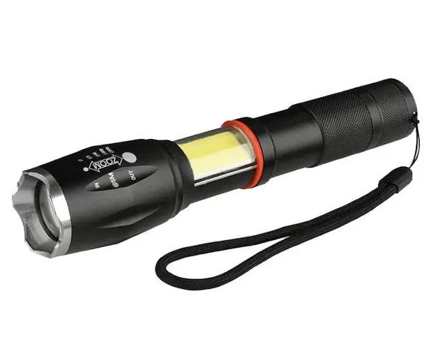 Lanterna din metal tactic TagLight Elite cu led Cree q5, zoom reglabil, Led lateral, 5 moduri de lumina 