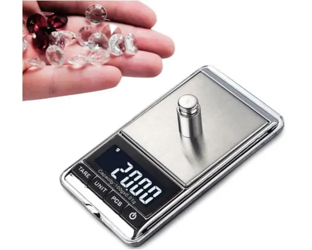 Mini cantar portabil pentru bijuterii cu ecran LCD AB J166 Gri