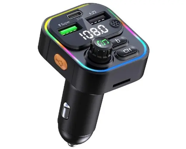 Modulator FM Auto cu Functie Bluetooth Wireless RGB 7 Culori 