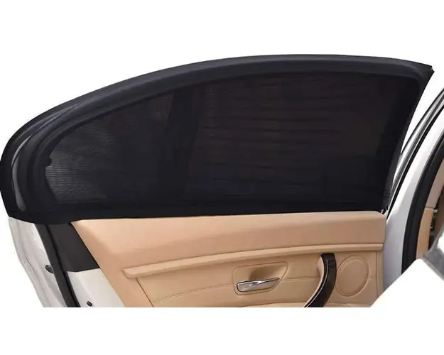 Set 2 Parasolar auto elastic din plasa negru