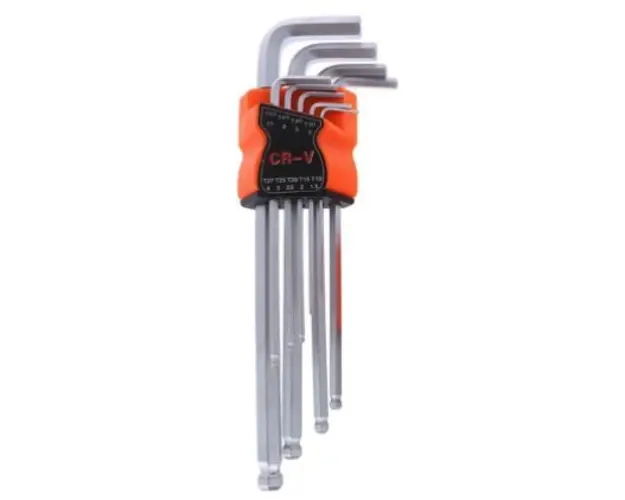 Set 9 chei hexagonale tip imbus cu capat sferic SCURTE 1.5-10mm