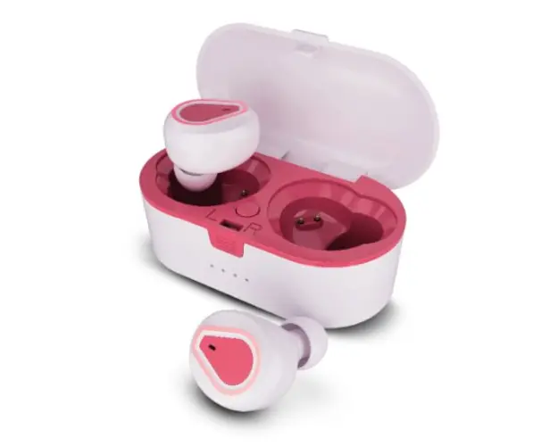 Casti Bluetooth Wireless bluetooth 5.0 carcasa impermeabila, compatibil android si IOS, Roz