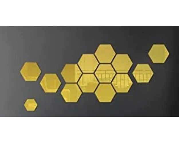 Set 10 Oglinzi Design Hexagon AURII - Oglinzi Decorative Acrilice Cristal - Diamant - Fagure 10 bucati/set