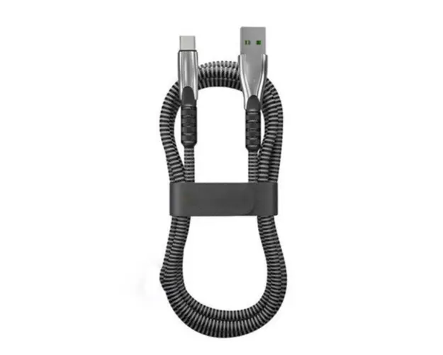 Set 2 Cablu de date Iphone/USB din material textil Negru