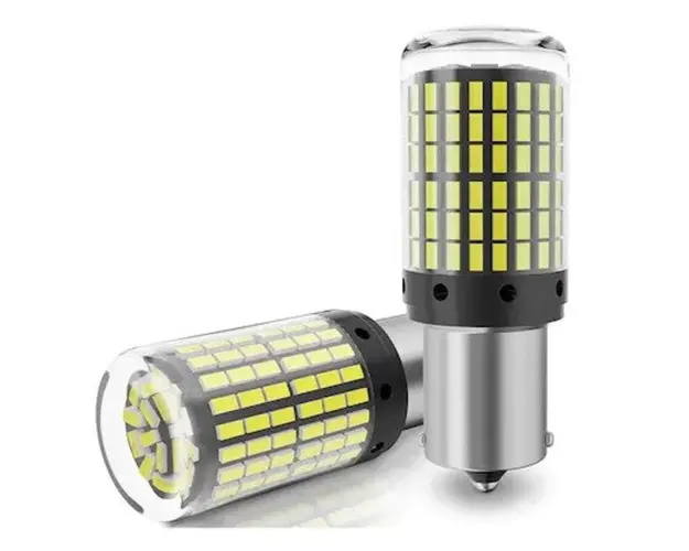 Set 2 Becuri LED Canbus 1156 Pozitie Galben BA15S P21W 144 LED-uri