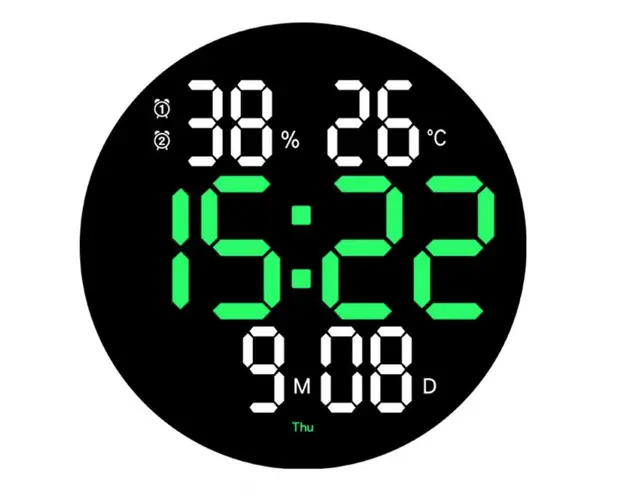 Ceas de perete electronic RD A329 afisaj VERDE temperatura umiditate data