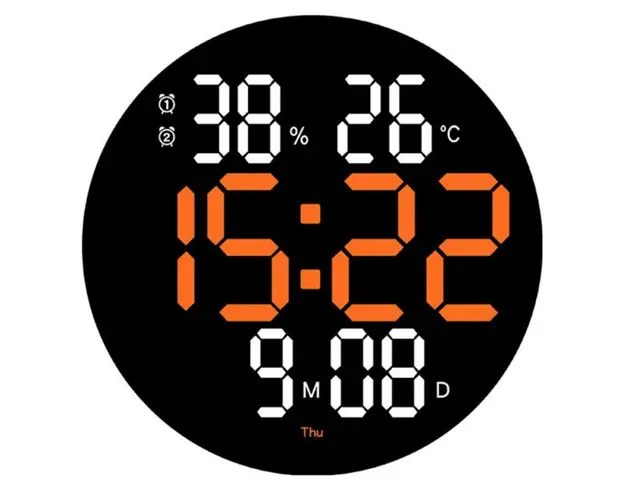 Ceas de perete electronic RD A330 afisaj PORTOCALIU temperatura umiditate data