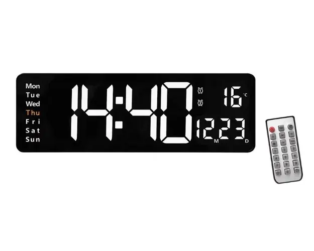 Ceas Digital de Perete RD AB6626 afisaj ALB Functie de Termometru Calendar Temporizator Alarma Dubla