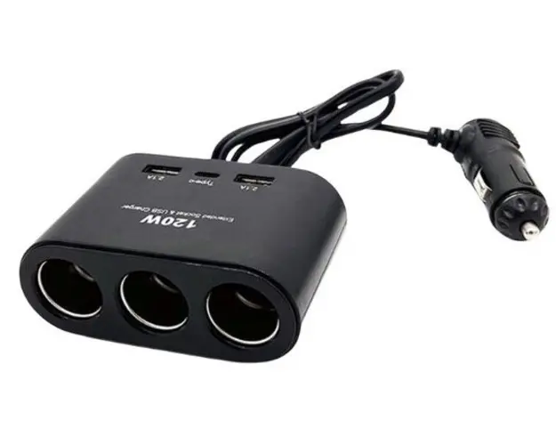 Triplu Bricheta Auto cu Fir OLESSON 1653 si 2 x USB 1 x USB C 