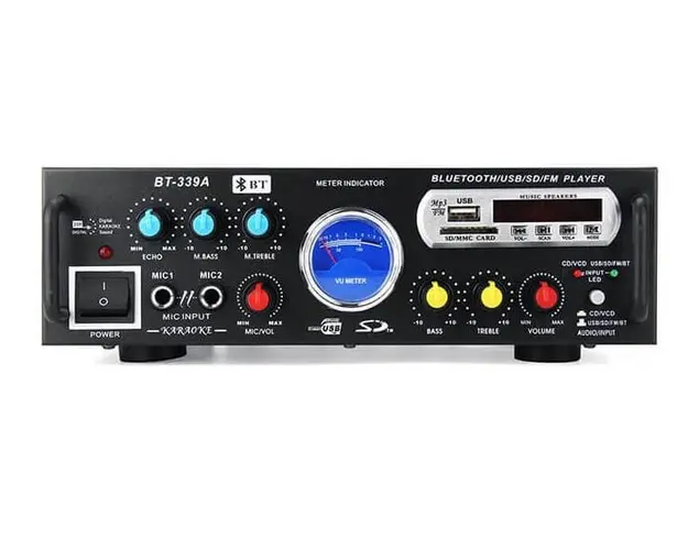 Amplificator audio cu Bluetooth BT-339A statie USB MP3 Radio FM 2x30W / 12V 