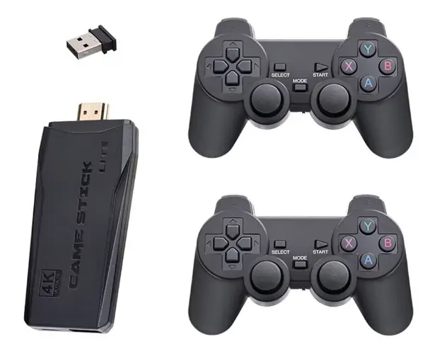 Set Consola gaming 4K retro cu 2x controller wireless dual 2,4G stick jocuri video plug-and-play HDMI USB