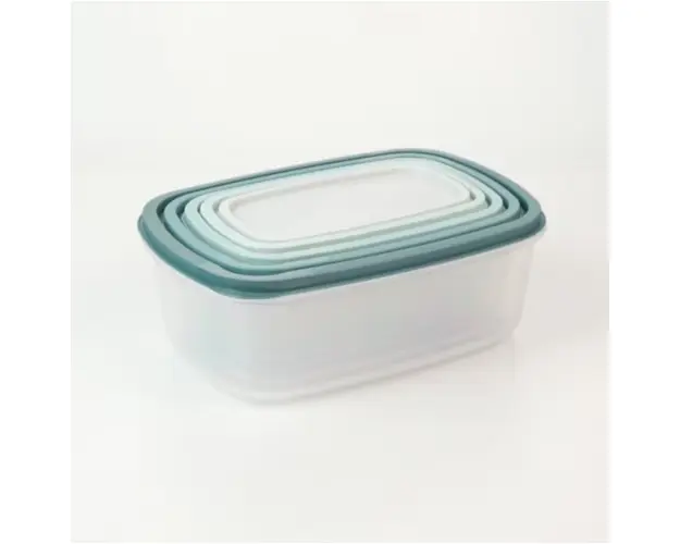 Set 5 caserole Dreptunghiulare cu Capac Plastic dimensiuni individuale