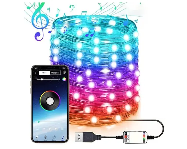 Instalatie decorativa RGB Cu Control Bluetooth Prin Aplicatie 5 metri Luminozitate Reglabila USB Multicolor