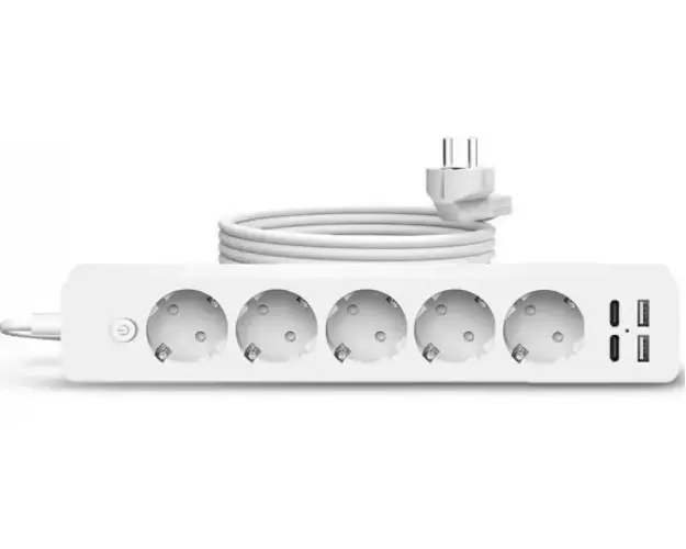 Prelungitor JORTAN OG2205 cu 5 prize 2 porturi USB si 2 Type C 2 metri