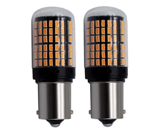 Set 2 Becuri LED GALBEN P21W (Pozitii) cod 1156 cu anulator