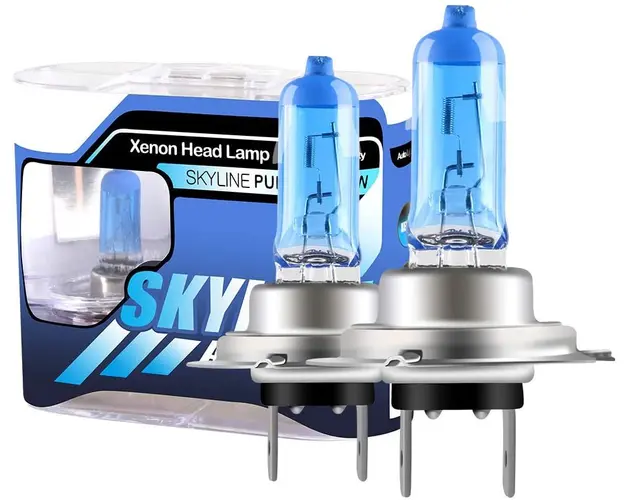 Set 2 becuri Pegasus H7 Skyline Xenon Look auto-tec halogen putere 55W temperatura 5000K
