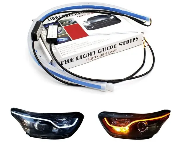 Set 2 Benzi CANBUS 60CM LED flexibile pentru faruri-alb si galben