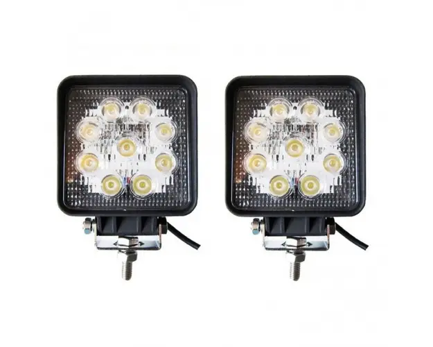 Set 2 Proiector Led Offroad 9 Led 27W Patrat Auto