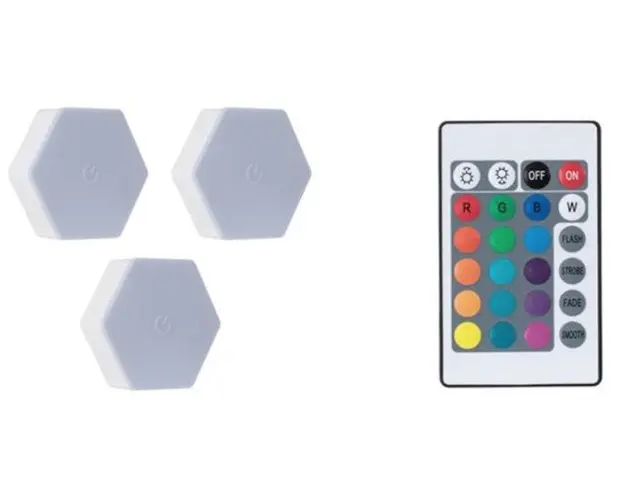 Set 3 lampi LED de perete HEXAGON joc de lumini telecomanda