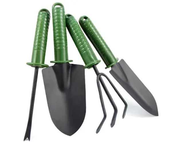 Set 4 unelte pentru gradinarit cu maner verde