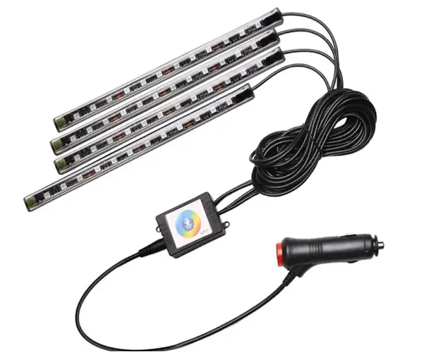 Set Lumini ambientale auto aplicatie dedicata iOS si Android 4 benzi LED