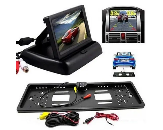 Set suport numar auto cu camera video marsarier si monitor pliabil TFT