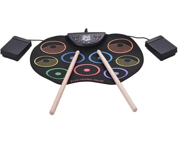 Set Tobe electronice digitale din Silicon cu pedale de picior 9 USB 9 Paduri de tobe colorate