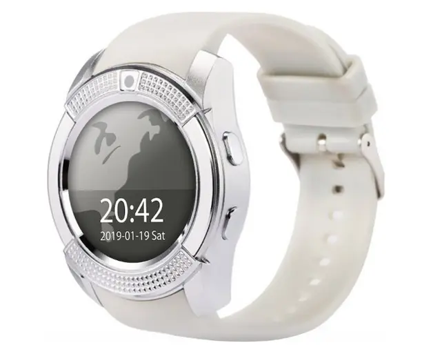 Smartwatch V8 HandsFree Bluetooth 3.0 Micro SIM Android Camera 1.3MP Alb