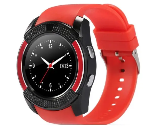Smartwatch V8 HandsFree Bluetooth 3.0 Micro SIM Android Camera 1.3MP Rosu