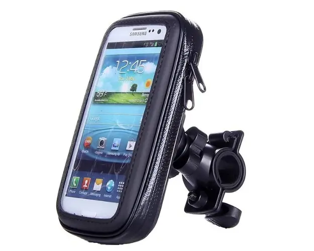 Suport husa telefon pentru bicicleta LX-01 rezistent apa si socuri touchscreen 360* rotativ negru XL