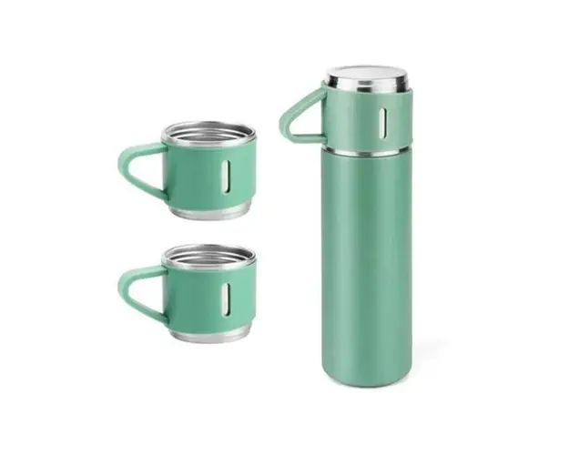 Termos 500 ml + 2 cesti otel inoxidabil verde