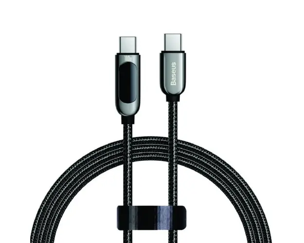 Cablu de incarcare rapid Baseus USB Type-C - USB Type-C, Display LED, 100W, 20V 5A,Negru, 1 m